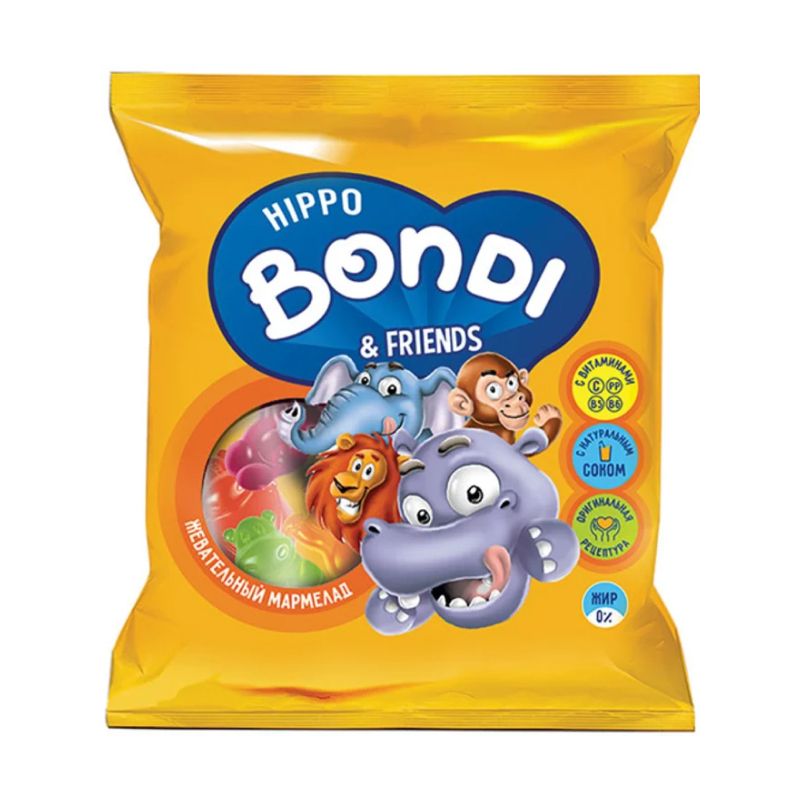 жевательный мармелад hippo bondi & friends с витам.70/50