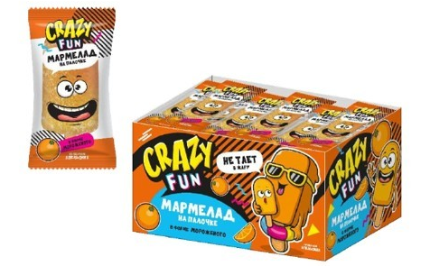 мармелад на палочке crazy fun в виде мороженого 10г