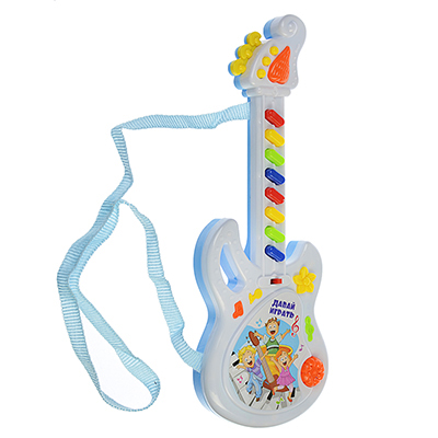 игрушка электронная мешок подарков гитара, свет, звук, пластик, 2хаа, 10х25х3см, zy287807