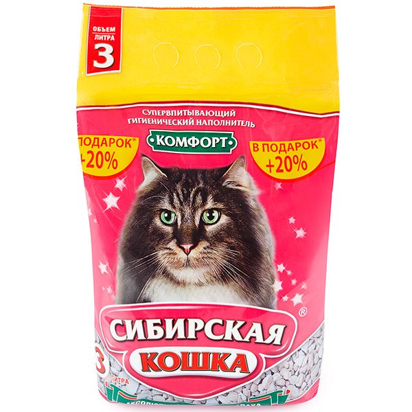 наполнитель сибирская кошка комфорт 3л