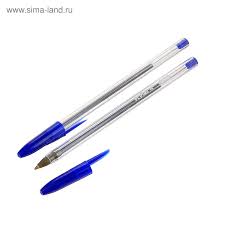 ручка шариковая автоматическая 0,5мм синяя, корпус прозрачный микс с рифленым держателем 1278899