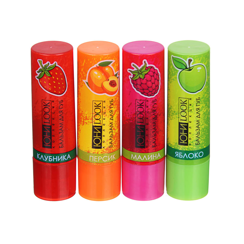 юниlook бальзам для губ, 3,5г, яблоко, персик, малина, клубника