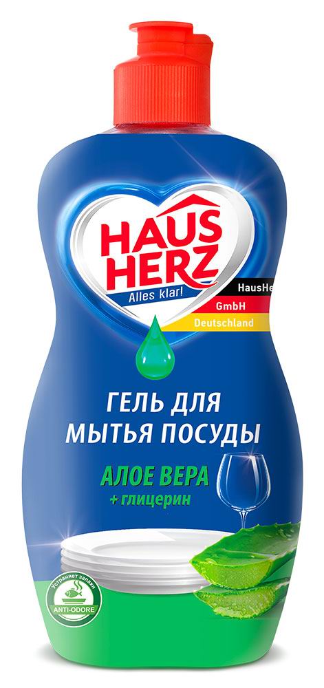 средство д/посуды haus herz глицерин и алоэ вера 450мл
