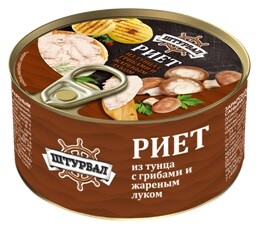 риет из тунца штурвал с грибами и жареным луком 115г