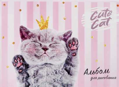 альбом для рисования а4 на скрепке сat lady 40л