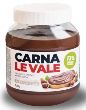 паста carna le vale шоколадная с фундуком и какао 350г