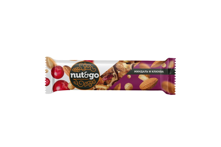батончик миндаль и клюква nut&go 36г
