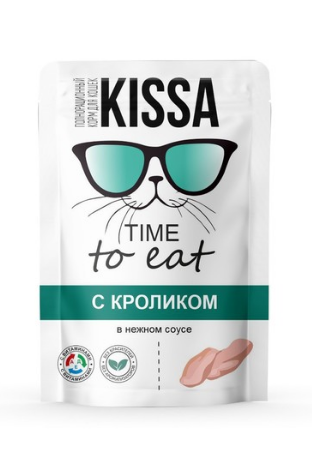 влажный корм kissa для кошек кролик в соусе, 75г