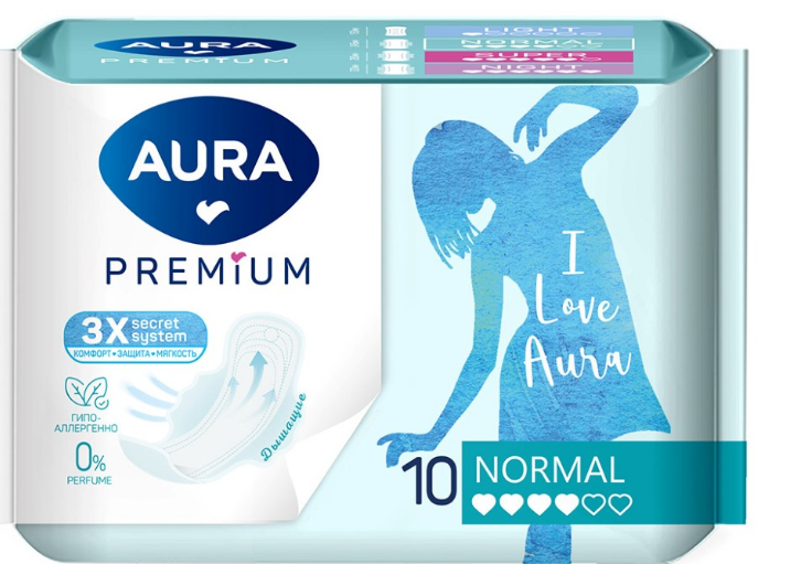 прокладки женские гигиенические cc aura premium normal 10шт