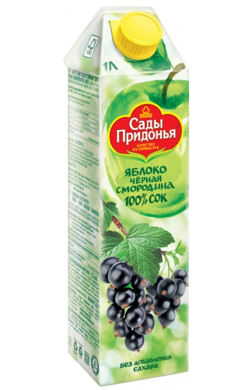 сок сады придонья из яблок и черной смородины осветленный восстановленный 1л