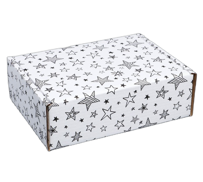 коробка сборная звёзды белый 27х21х9см