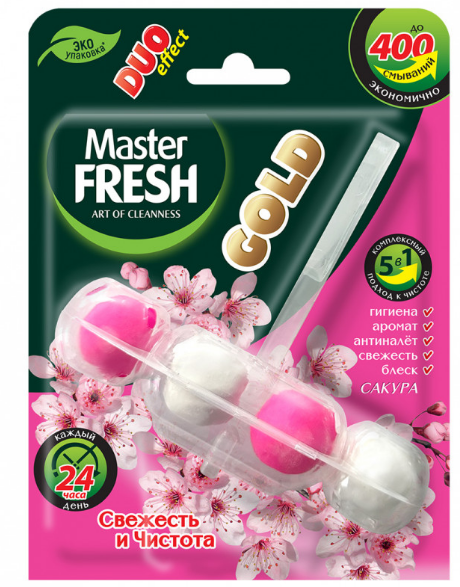 подвесной блок д/унитаза 1шт gold duo effect 5в1 сакура master fresh