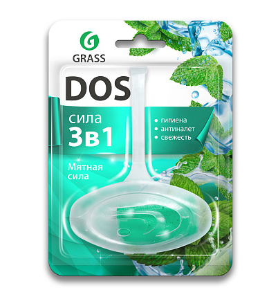 подвесной блок для унитаза 3в1 мятная сила grass dos
