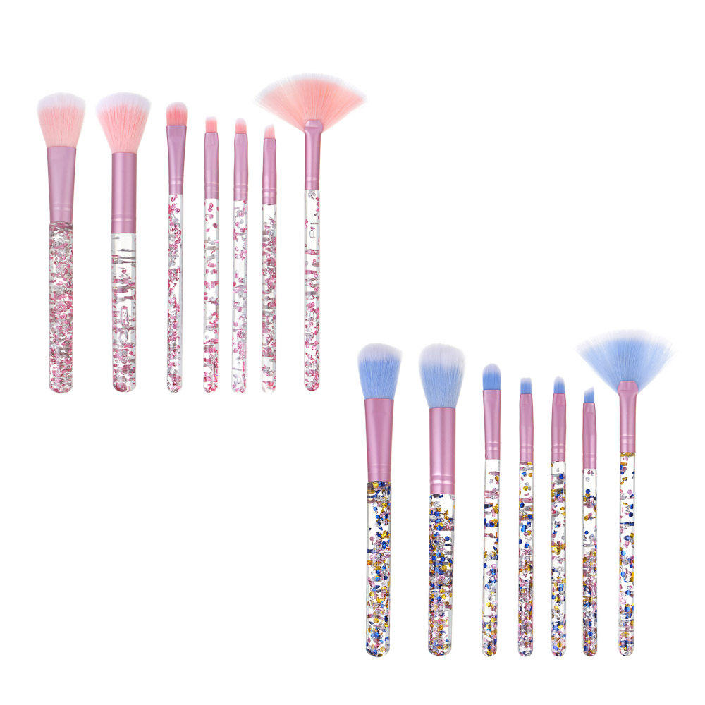 кисти для визажа юниlook 7шт в пвх чехле пластик металл иск.ворс 14-15,5см 2 цвета