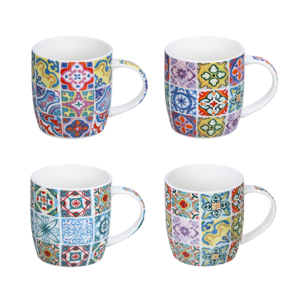 кружка фарфор мозаика 4 дизайна 350мл