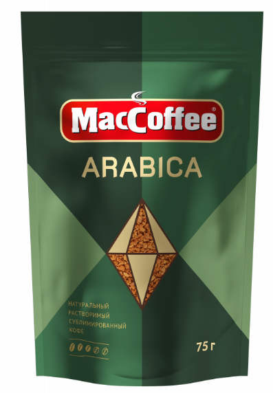 кофе натурал раств сублим arabica maccoffee д/пак 75г