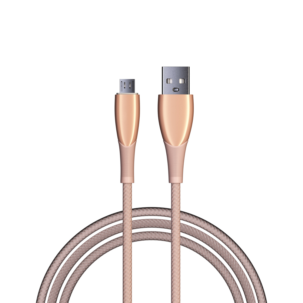 кабель для зарядки сириус micro usb 1м 3а быстрая зарядка qc3.0 штекер металл розовый