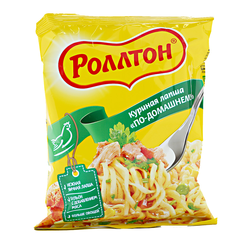 изделия макаронные бп роллтон яичные с курицей лапша по-домашнему пакет 85г
