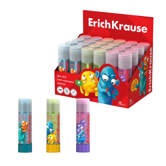 клей-карандаш magic pvp erichkrause easystick jolly friends цветной 15г