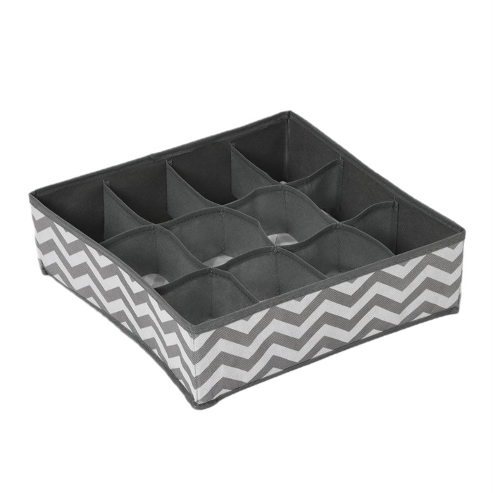 органайзер для белья 12 ячеек 32х32х10см зигзаг цвет серый