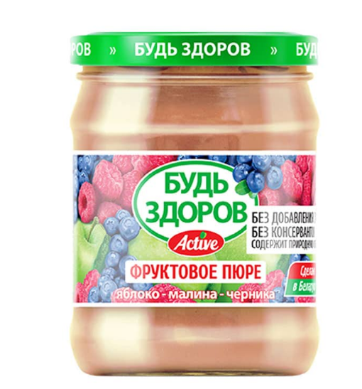 пюре яблочно-малиново-черничное авс 450г