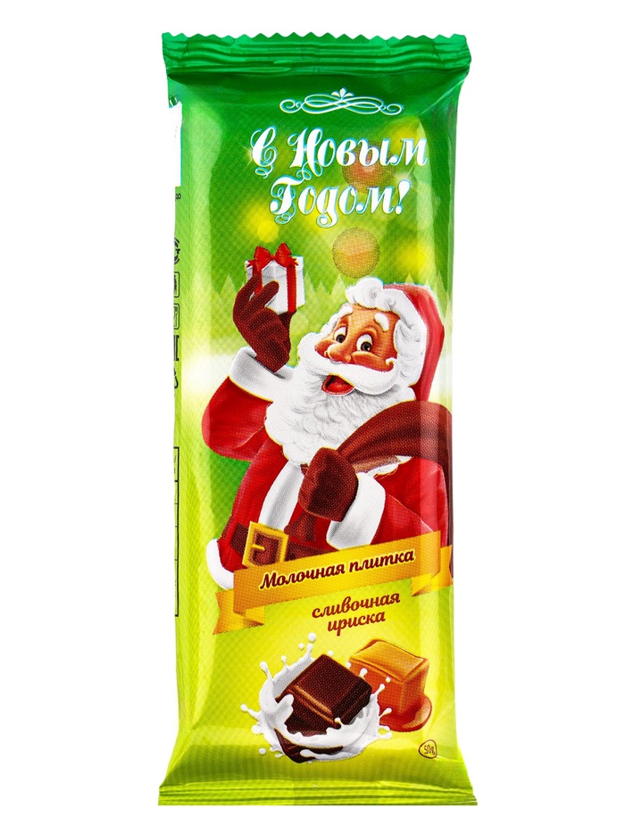 молочный шоколад новогодний мир со вкусом сливочной ириски 50г
