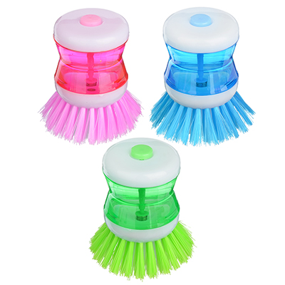 щётка с мыльницей для посуды с дозатором vetta, пластик, 8см, 3 цвета