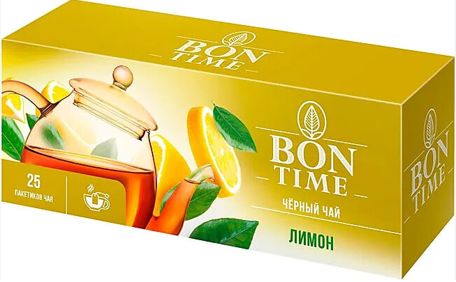 черный чай лимон bontime 25пак 37,5г