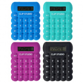 калькулятор clip studio 8-разр. с мягким силиконовым корп, 7,4х9,7см, пластик, 4 цв