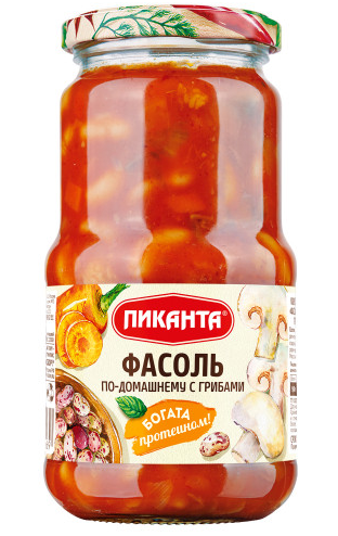 фасоль по-домашнему с грибами пиканта 470г