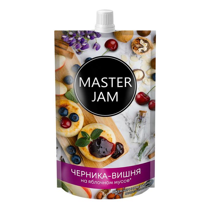 джем master jam на яблочном мусе черника-вишня 250г