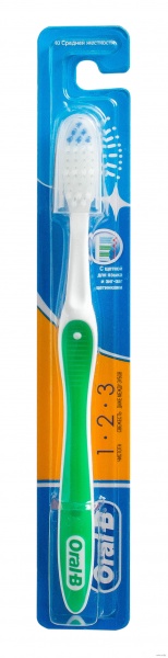 зубная щетка oral-b, 1 2 3 чистота свежесть даже между зубов 40 средняя