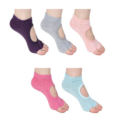 silapro носки противоскользящие для йоги, фитнеса и пилатеса с открытыми пальцами, 35-39р., 5 цветов