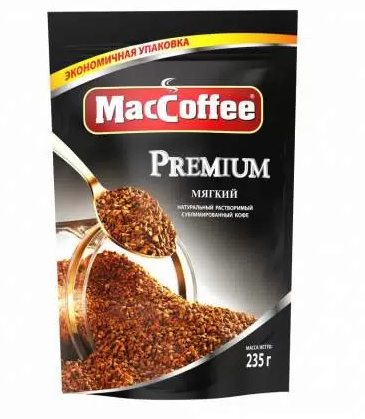 кофе натуральный растворимый сублимированный premium maccoffee, д/пак 235г х 12