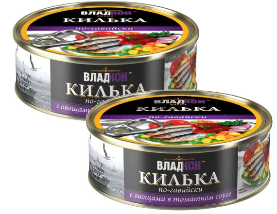 килька владкон по-гавайски в томатном соусе с овощами 240г