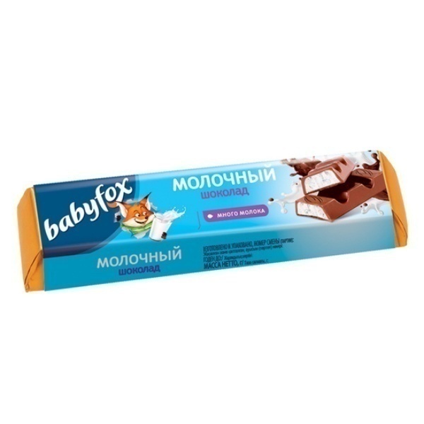 шоколад молочный babyfox с молочной начинкой 45 г