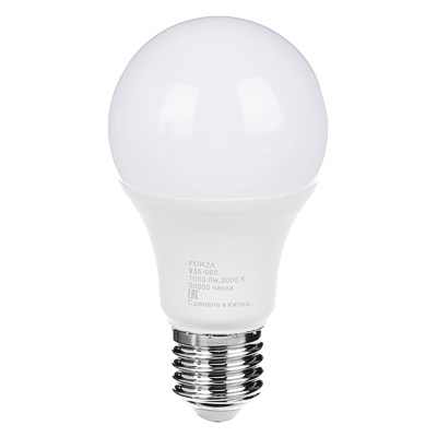 лампа светодиодная forza a60 12w, e27, 1050lm 3000к