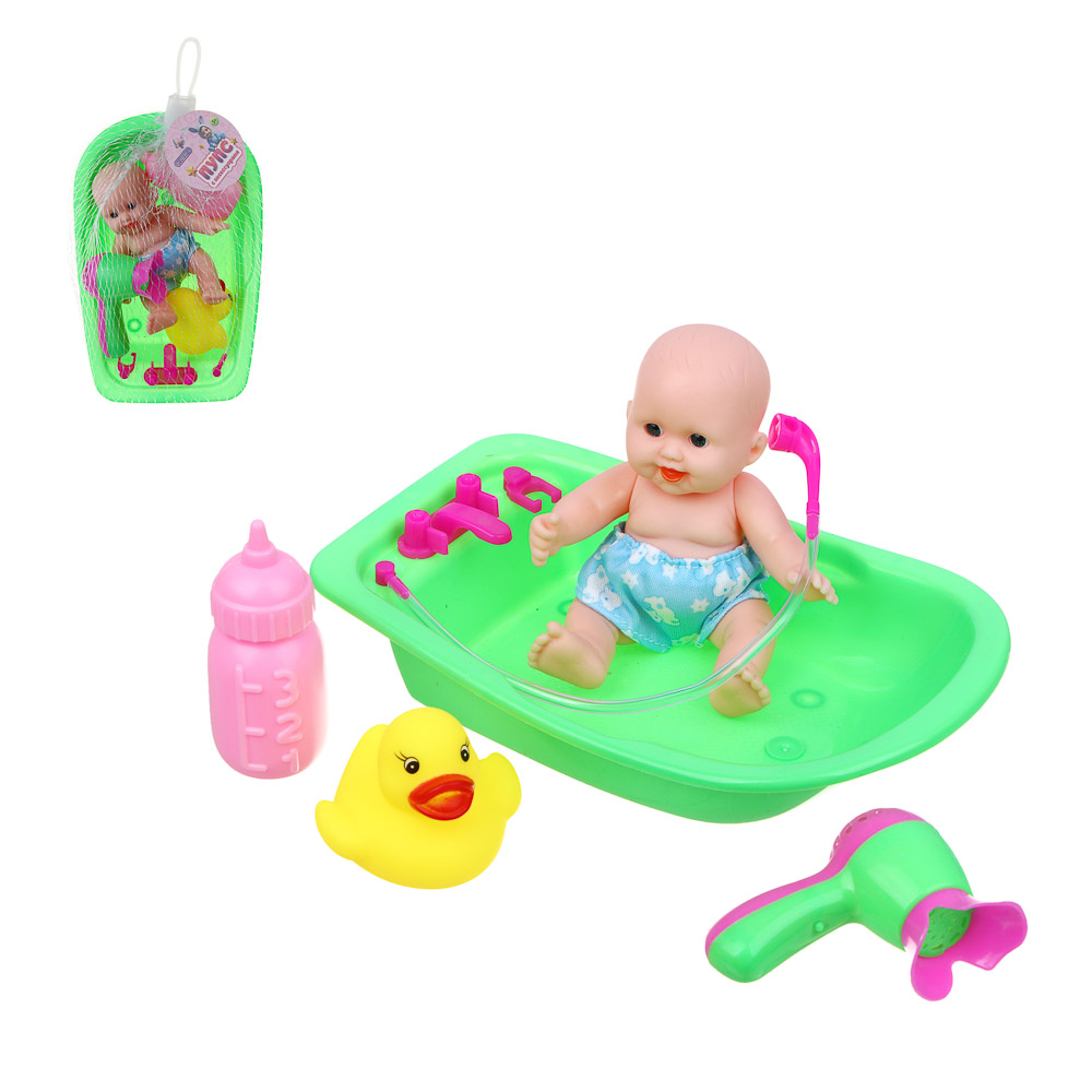 пупс 12см в ванночке с аксессуарами игроленд 10х8х16см