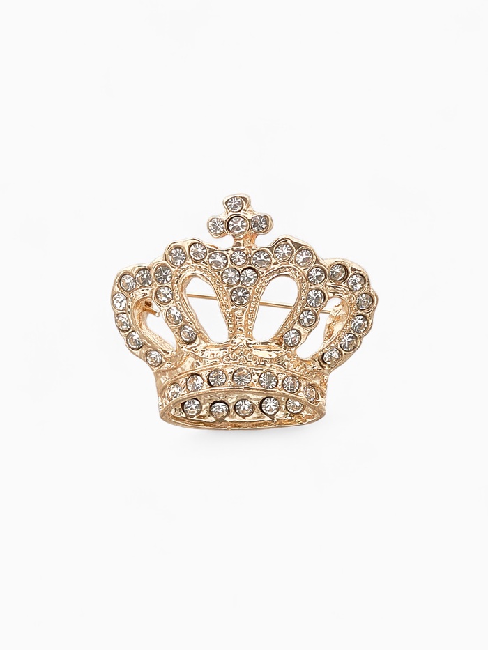 брошь корона императорская цвет белый в золоте