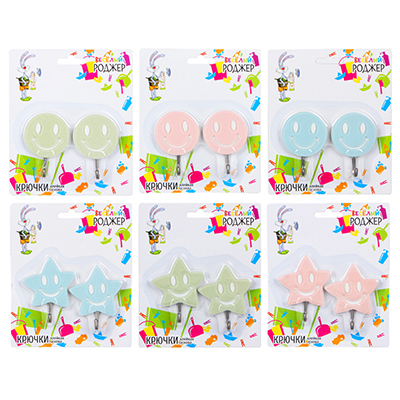 набор крючков самоклеящихся веселый роджер, 2шт, акрил, металл, "настроение", 2 диз, 3 цвета