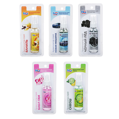ароматизатор воздуха спрей new galaxy, бабл гам, ваниль, новая машина, сквош, черный лед