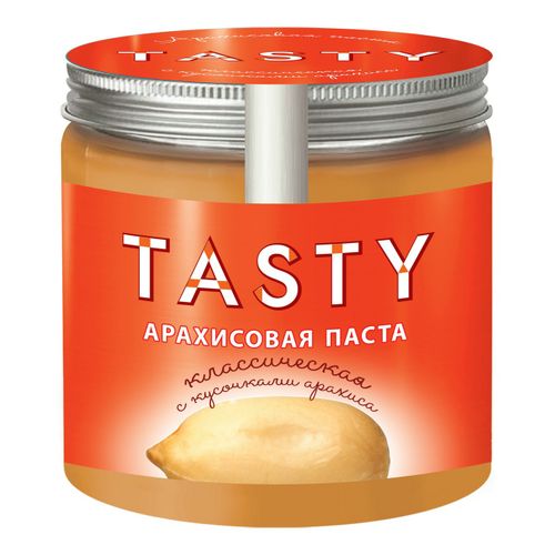 арахисовая паста tasty банка классическая с кусочками арахиса 200г