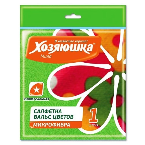 салфетка универсальная "хозяюшка мила" вальс цветов микрофибра 30*30см, 1 шт.