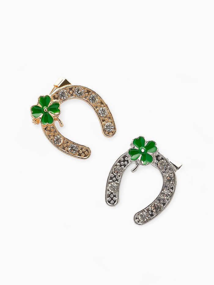 брошь подкова на удачу с клевером цвет микс неделимая фас 