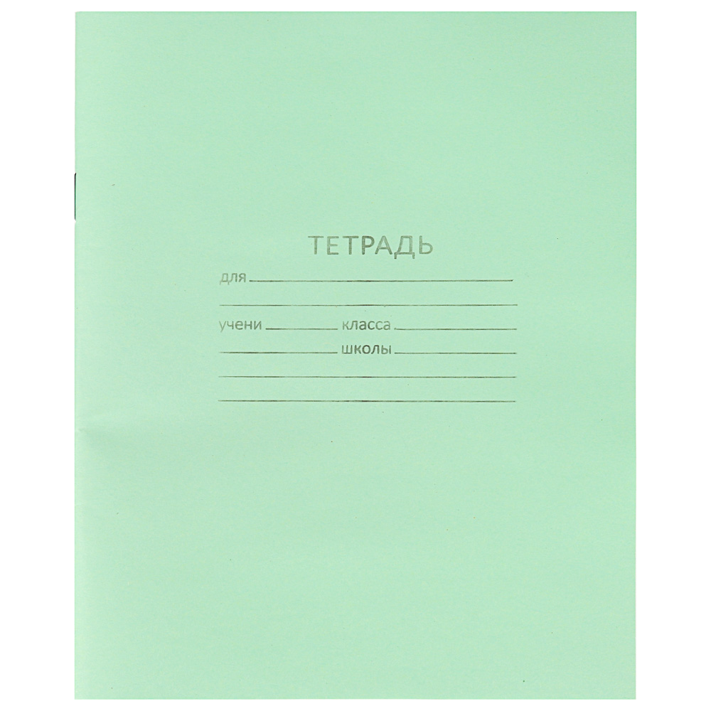тетрадь школьная 24л в линейку, блок №2, зеленая обл, скрепка