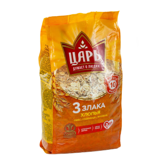 хлопья из 3-х злаков царь пак 400г 1/20