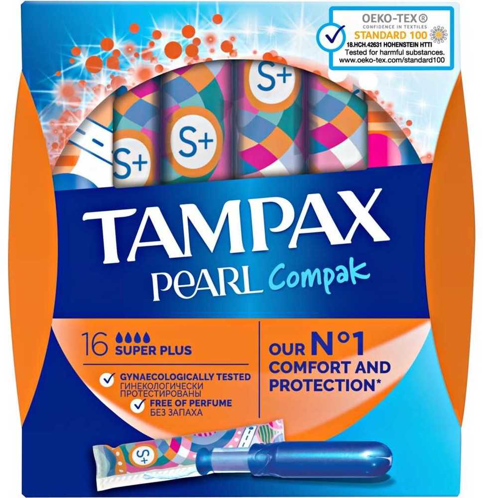 женские гигиенические тампоны tampax compak, 16 шт, с аппликатором super plus duo