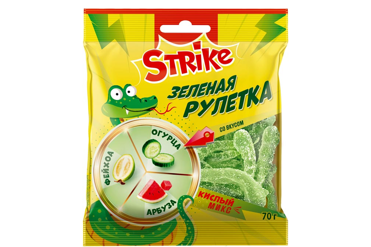 ж.м.strike зелен.рулет. огурец,фейхоа,арбуз кп 70г