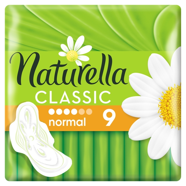 naturella classic camomile normal single с крылышками, 9 шт