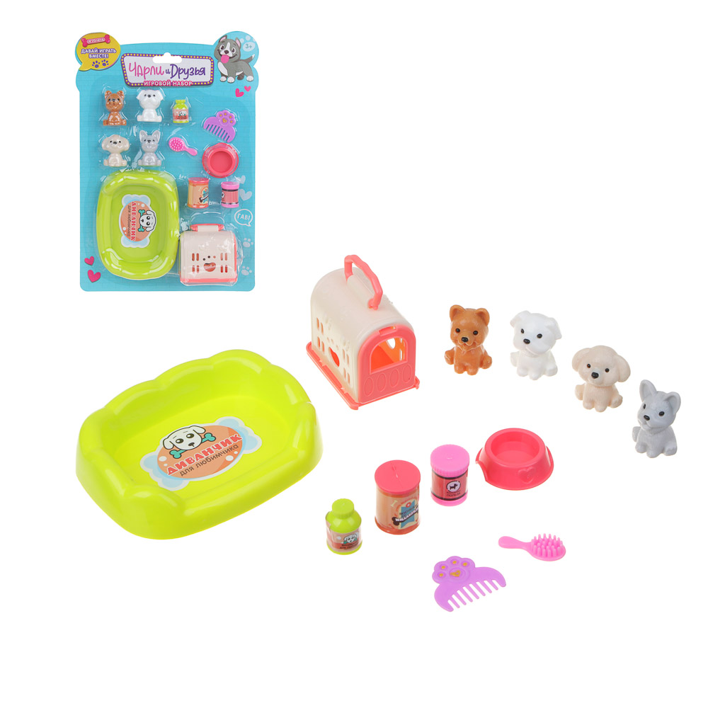 набор аксессуаров для питомцев счастливая семья игроленд 19х27х5см 3 дизайна